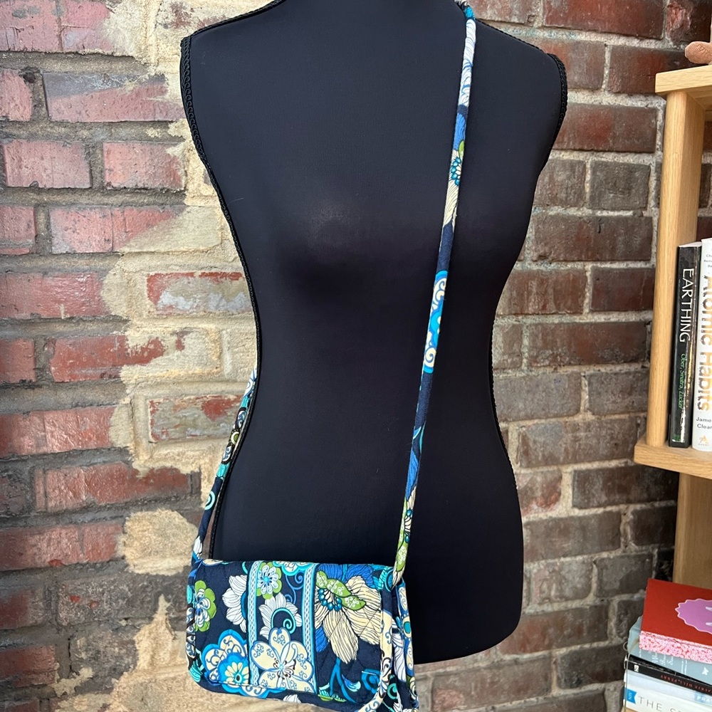 Vera Bradley Mini Floral Crossbody Bag - Blue and Green Quilted Pattern